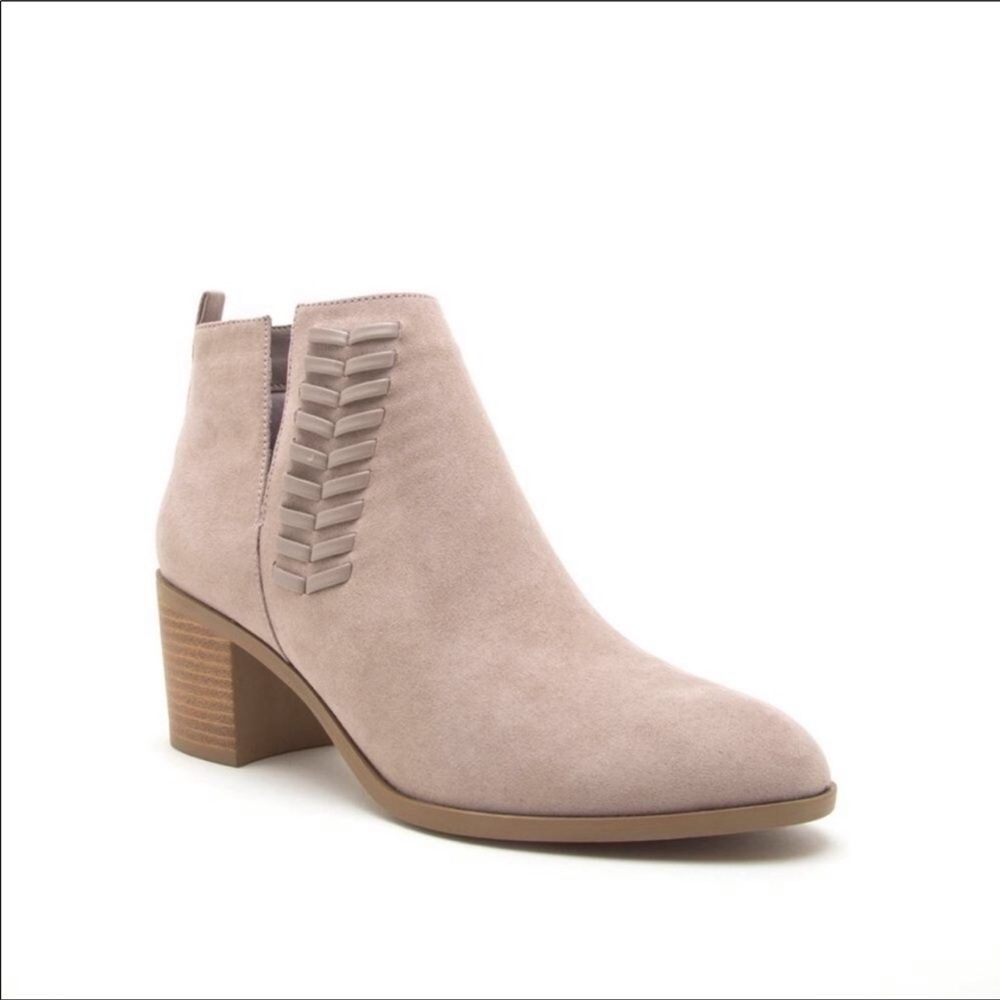 Taupe Braided Suede Ankle Booties Size 7 Women’s - Picture 1 of 8